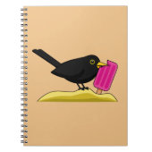 Cartoon Blackbird isst eine Eiscreme Notizblock (Vorderseite)