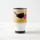 Cartoon Blackbird isst eine Eiscreme Reisebecher (Mittel)