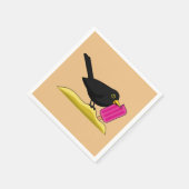 Cartoon Blackbird isst eine Eiscreme Serviette (Ecke)