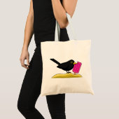 Cartoon Blackbird isst eine Eiscreme Tragetasche (Vorderseite (Produkt))