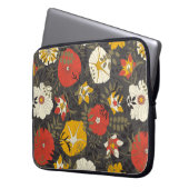 Cartoon Blätter und Blume auf dunklem Hintergrund Laptopschutzhülle (Vorderseite Links)