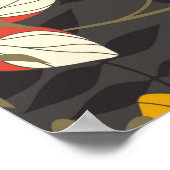 Cartoon Blätter und Blume auf dunklem Hintergrund  Poster (Ecke)