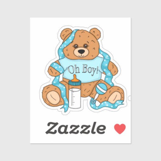 Cartoon blau und gelb Teddy Bear Babydusche Aufkleber (Blatt)