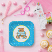 Cartoon blau und gelb Teddy Bear Babydusche Pappteller (Party)