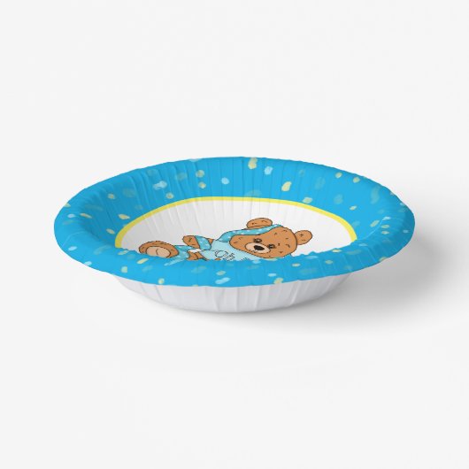 Cartoon blau und gelb Teddy Bear Babydusche Pappteller (Gewinkelt)