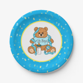 Cartoon blau und gelb Teddy Bear Babydusche Pappteller