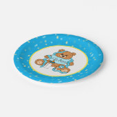 Cartoon blau und gelb Teddy Bear Babydusche Pappteller (Schrägansicht)