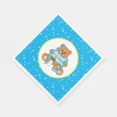 Cartoon blau und gelb Teddy Bear Babydusche Serviette (Ecke)