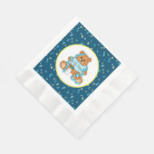 Cartoon blau und gelb Teddy Bear Babydusche Serviette (Ecke)
