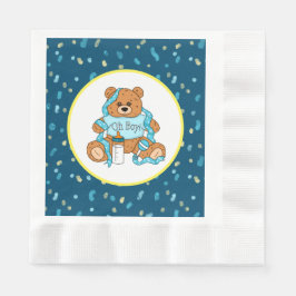 Cartoon blau und gelb Teddy Bear Babydusche Serviette