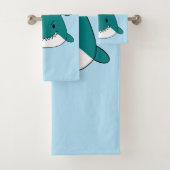 Cartoon Blauer und Weißer Hai Badhandtuch Set (Insitu)