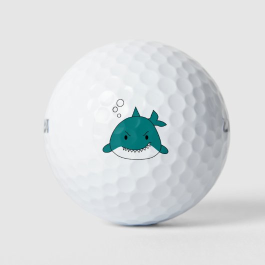 Cartoon Blauer und Weißer Hai Golfball (Vorderseite)