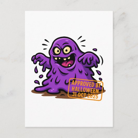 Cartoon Blob - Wird zu Halloween genehmigt Postkarte (Vorderseite)