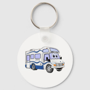 Cartoon Blue Camper Schlüsselanhänger
