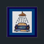 Cartoon Blue Car Wash Vintage Auto Detailing Button<br><div class="desc">Add a touch of personality to your jacket, bag, or lanyard with this custom round pin-back button. Crafted with a durable metal base and a protective mylar coating, this badge is designed to showcase vibrant colors and sharp details. Whether you are looking for a unique gift, a promotional item for...</div>