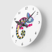 Cartoon Blue Chameleon Runde Wanduhr (Winkel)