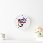 Cartoon Blue Chameleon Runde Wanduhr (Zuhause)