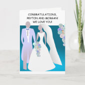 Cartoon Blue Dream Wedding Day Herzlichen Glückwun Karte (Vorderseite)