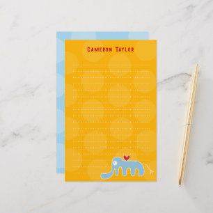 Cartoon Blue Elephant Kinder Kinder Dots Vielen Da Briefpapier