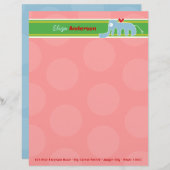 Cartoon Blue Elephant Spaß Rosa Punkte Kinder Kind Briefkopf (Vorne/Hinten)