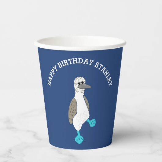 Cartoon Blue Footed Booby Bird Party Pappbecher (Vorderseite)