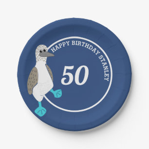 Cartoon Blue Footed Booby Bird Party Pappteller
