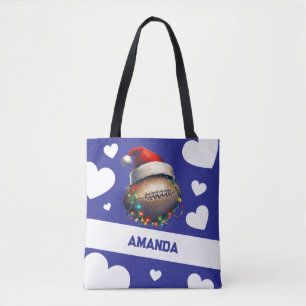 Cartoon Blue Merry American Football Name Tasche
