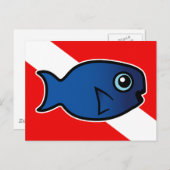 Cartoon Blue Parrotfish Tauchflagge Postkarte (Vorne/Hinten)