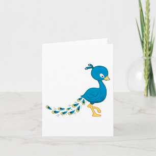 Cartoon Blue Peacock Bird Karte