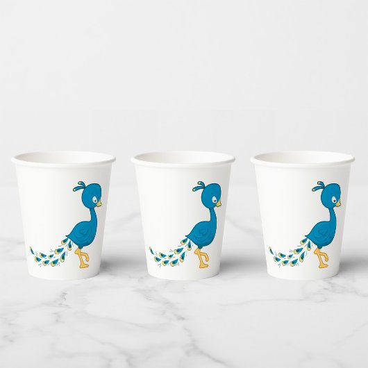 Cartoon Blue Peacock Bird Pappbecher