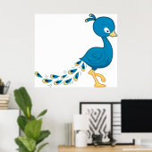 Cartoon Blue Peacock Bird Poster (Heimbüro)