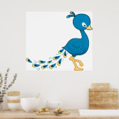 Cartoon Blue Peacock Bird Poster (Küche)