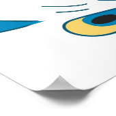 Cartoon Blue Peacock Bird Poster (Ecke)