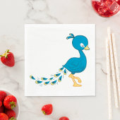 Cartoon Blue Peacock Bird Serviette