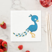 Cartoon Blue Peacock Bird Serviette (Beispiel)