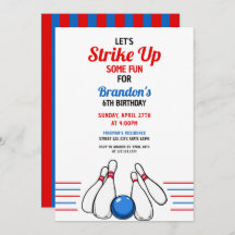 Cartoon Blue & Red Bowling Kinder 6. Geburtstag