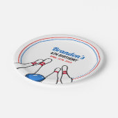 Cartoon Blue & Red Bowling Kinder 6. Geburtstag Pappteller (Schrägansicht)