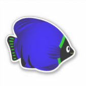 Cartoon Blue und Green Fish Sticker (Vorderseite)