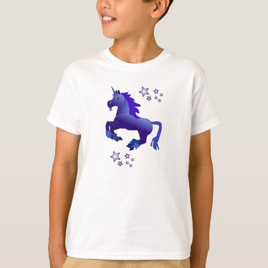Cartoon Blue Unicorn Kid's Long Sleeve T - Shirt (Vorderseite)