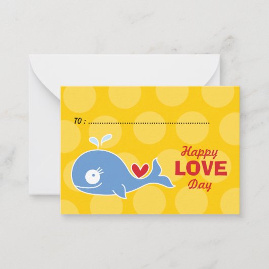 Cartoon Blue Whale Foto Kinder Unterricht Valentin Mitteilungskarte (Vorderseite)