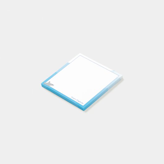 Cartoon Blue White Gray Hai Tierbezeichnung Post-it Klebezettel (angewinkelt)