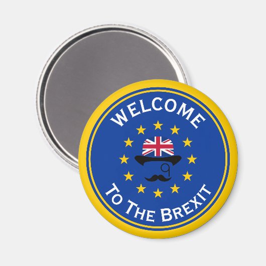 Cartoon Blue Yellow European Union Brexit Graphic Magnet (Vorderseite/Rückseite)