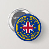Cartoon Blue Yellow Red European Union Jack Logo B Button (Vorne & Hinten)