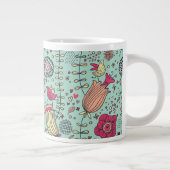 Cartoon Blumenmuster bei Vögeln Jumbo-Tasse (Rechts)