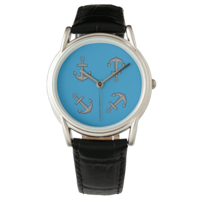 Cartoon Boat Anchor Set Armbanduhr (Vorderseite)