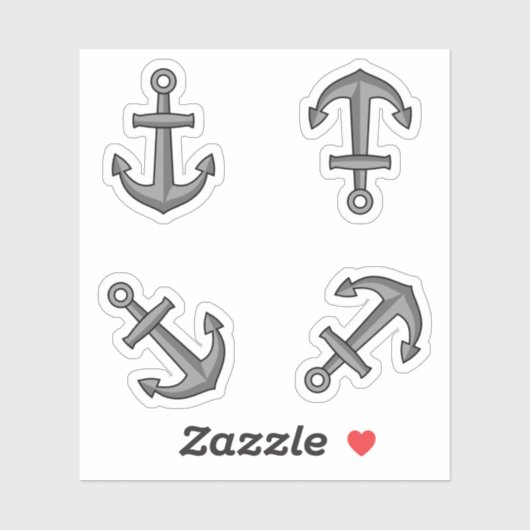Cartoon Boat Anchor Set Aufkleber (Blatt)