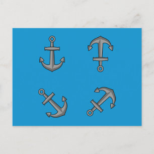 Cartoon Boat Anchor Set Feiertagspostkarte