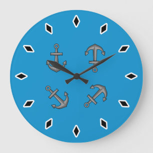 Cartoon Boat Anchor Set Große Wanduhr