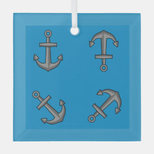 Cartoon Boat Anchor Set Ornament Aus Glas