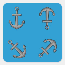 Cartoon Boat Anchor Set Quadratischer Aufkleber